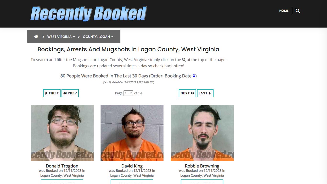 Bookings, Arrests and Mugshots in Logan County, West Virginia